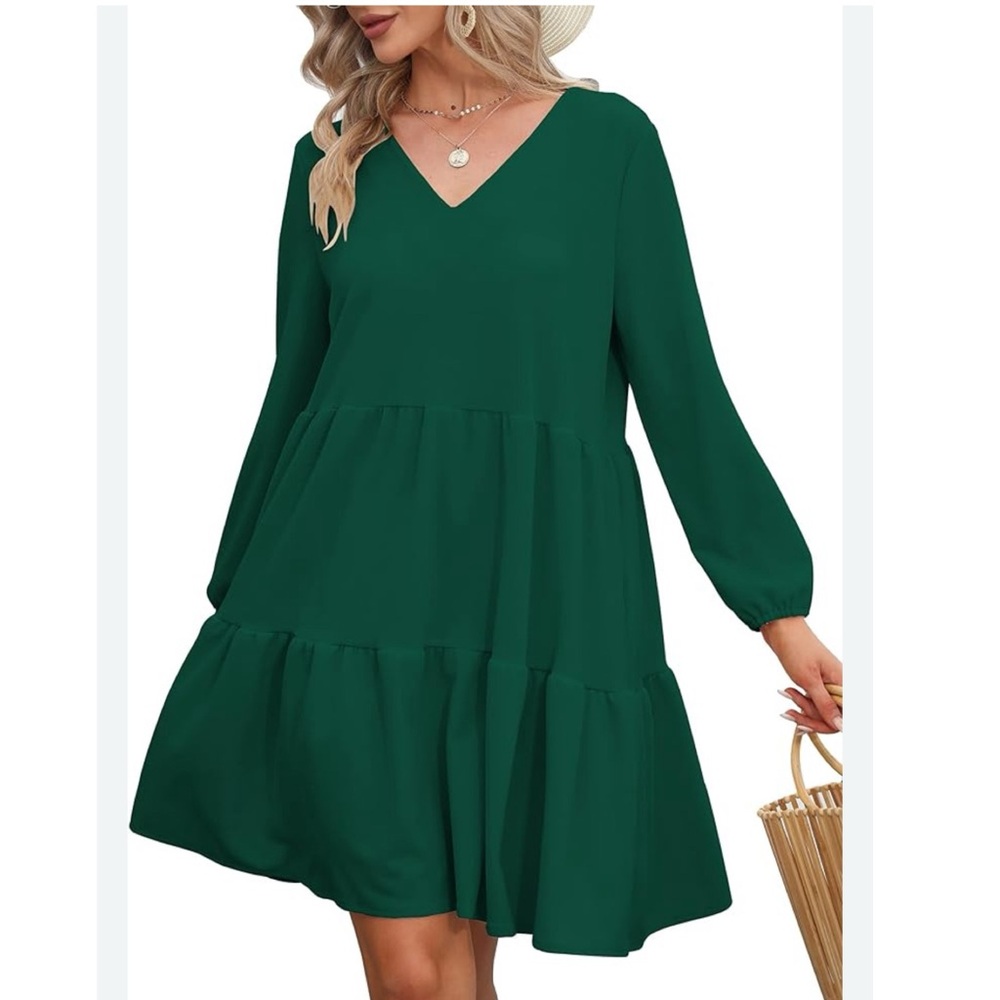 NWT Casual Dress Sweet Cute V Neck Mini Dress with Pocket Skin Friendly Fabric L